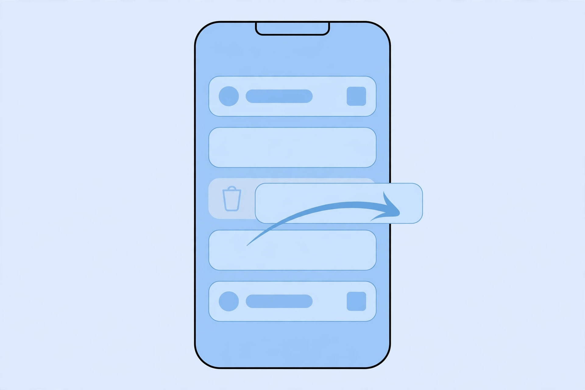 iPhone Settings screen for a Mail account showing the option that moves discarded messages to the trash instead of the archive