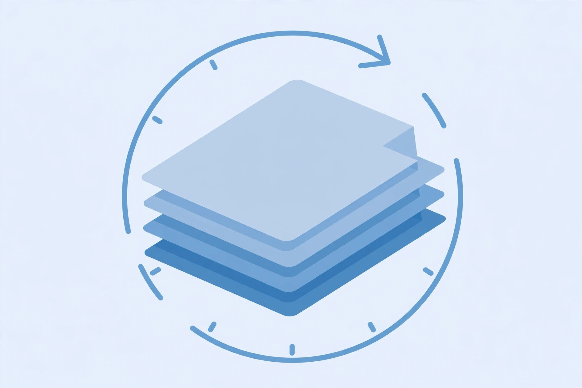 Illustration of stacked document layers representing macOS document version history