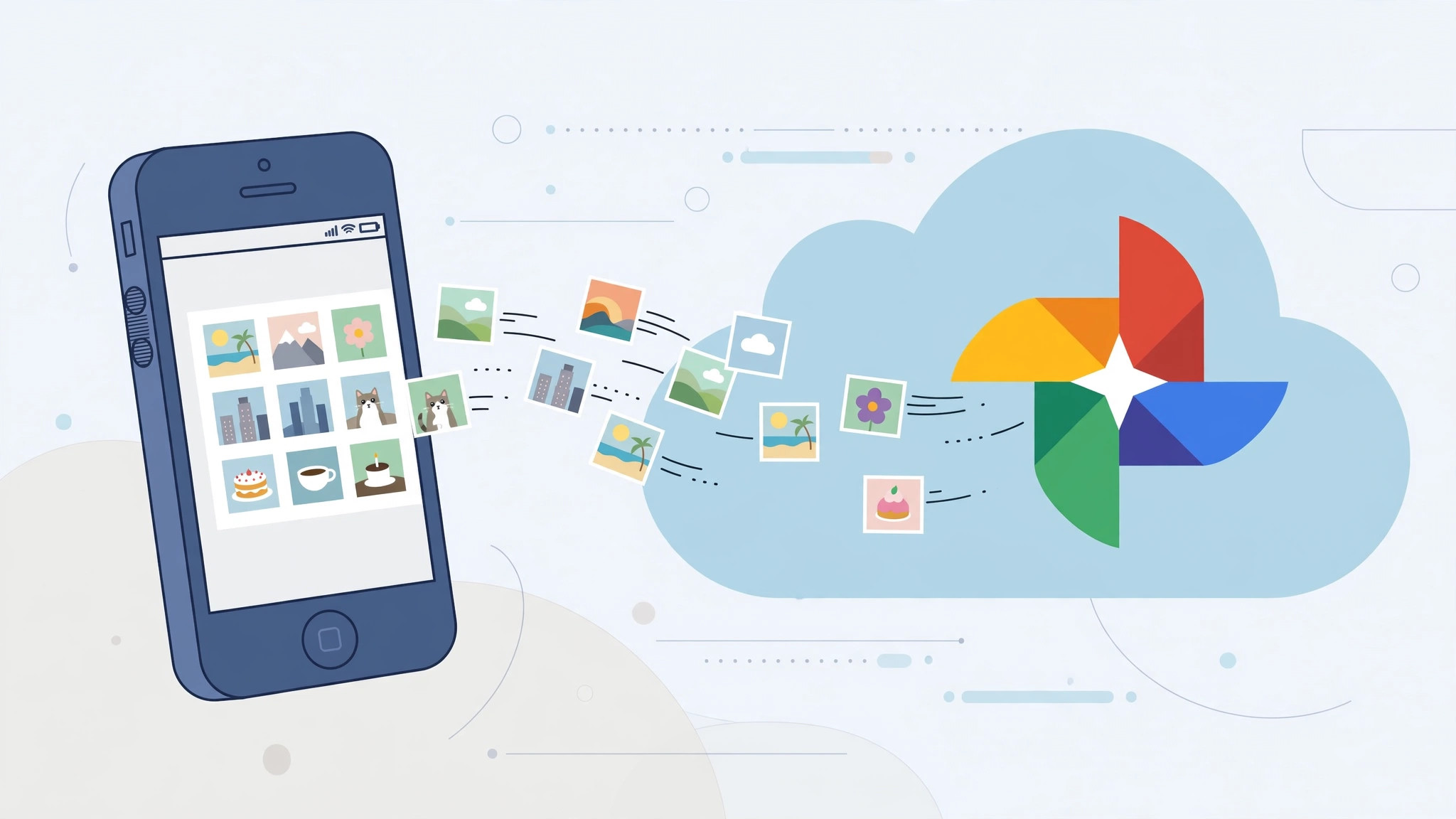 Old iPhone transferring photos to Google Photos cloud storage