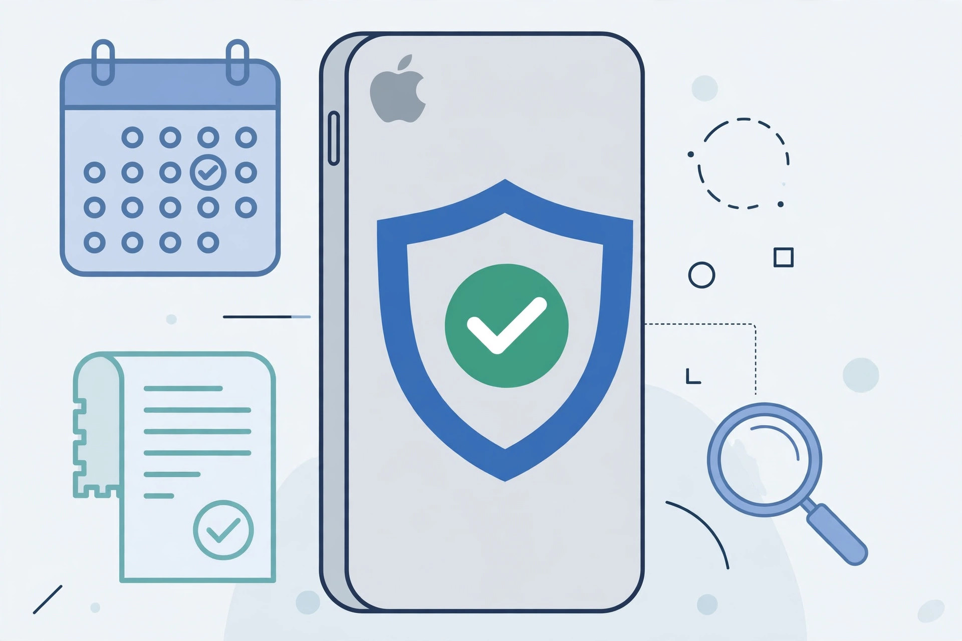 Warranty coverage details for iPhone, iPad and Mac shown on screen