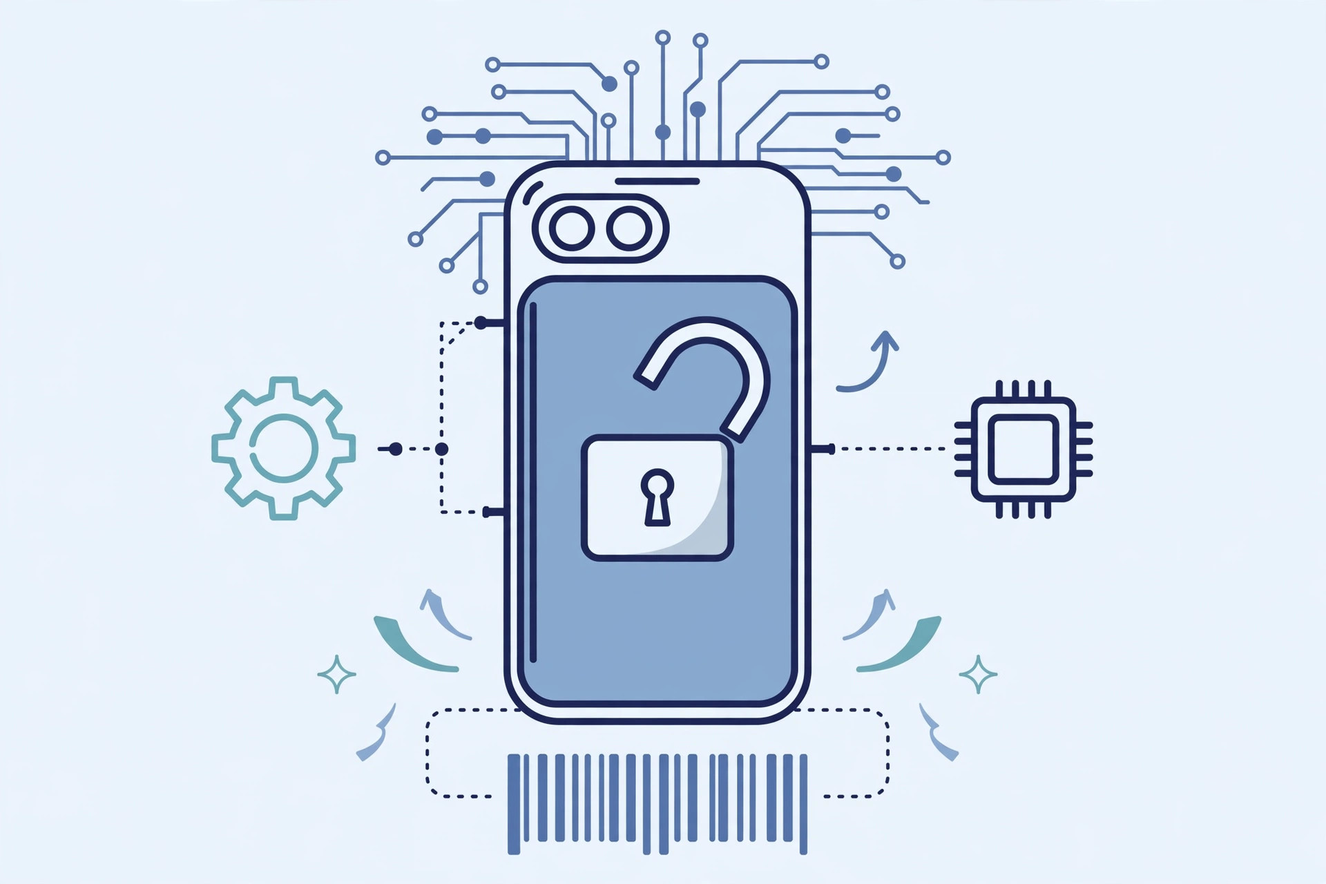 iPhone with SIM card being unlocked from a carrier network