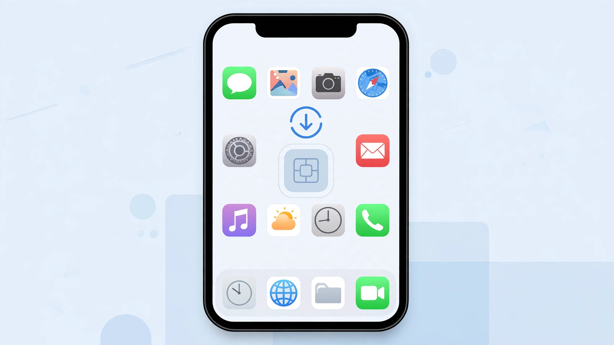 iPhone Home Screen with built-in apps