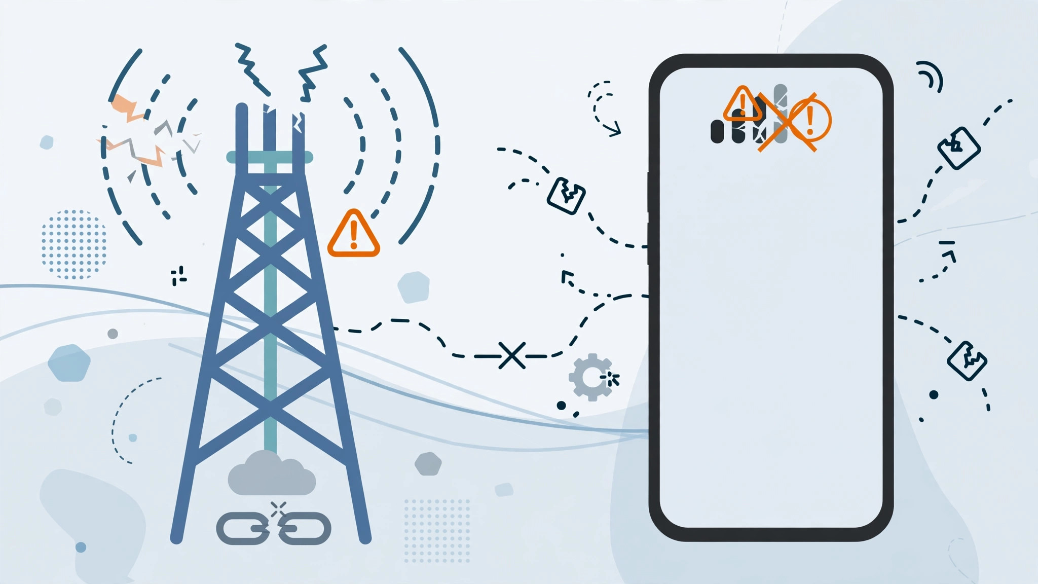 Illustration of an iPhone 5 and LTE band coverage tower representing band mismatch