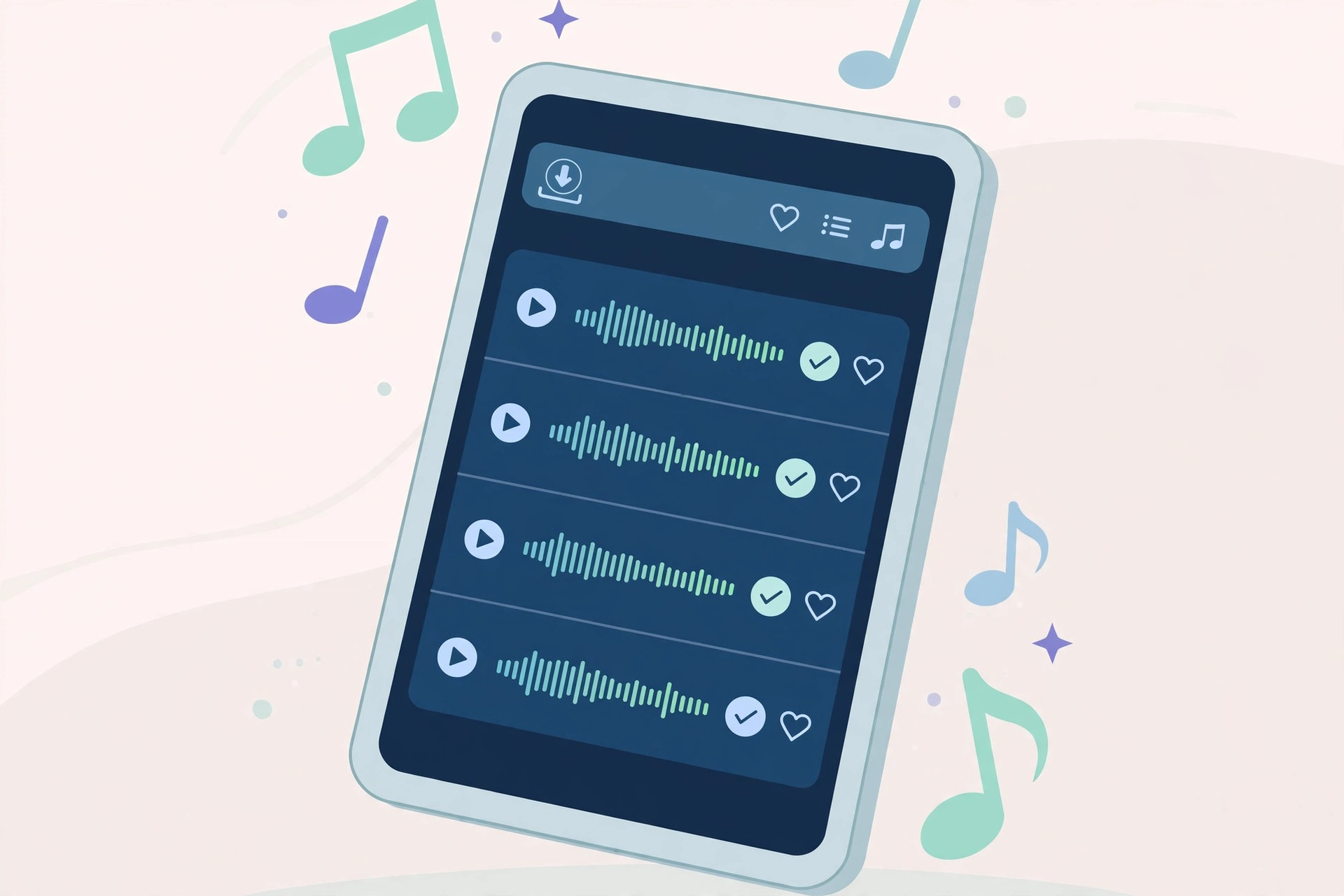 iPhone Music app library screen with the Downloaded section highlighted