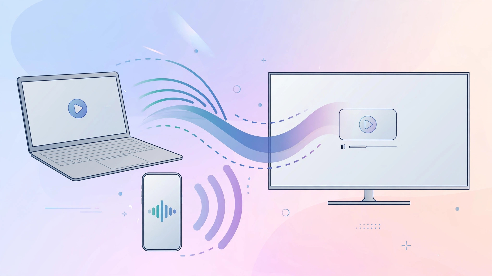 iPhone and Mac streaming video and audio to a television via AirPlay