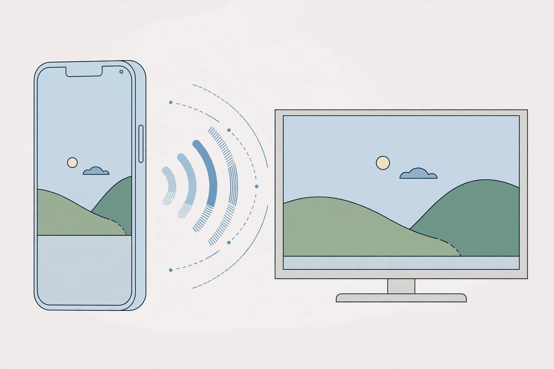 iPhone and Mac streaming video and audio to a television wirelessly via AirPlay and with an HDMI cable