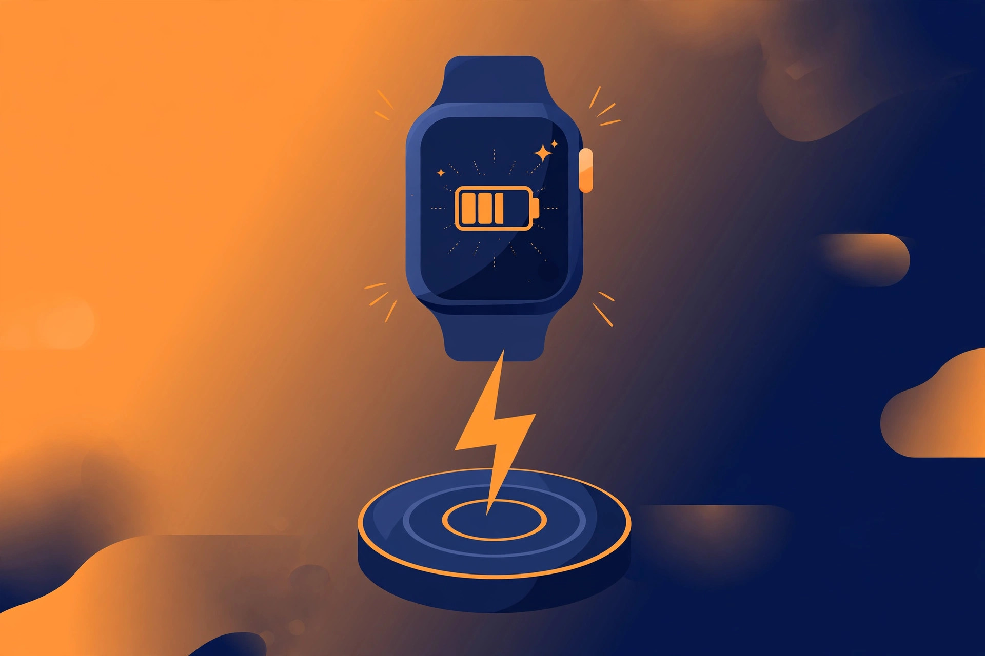 Apple Watch on a Magnetic Fast Charger showing charging progress