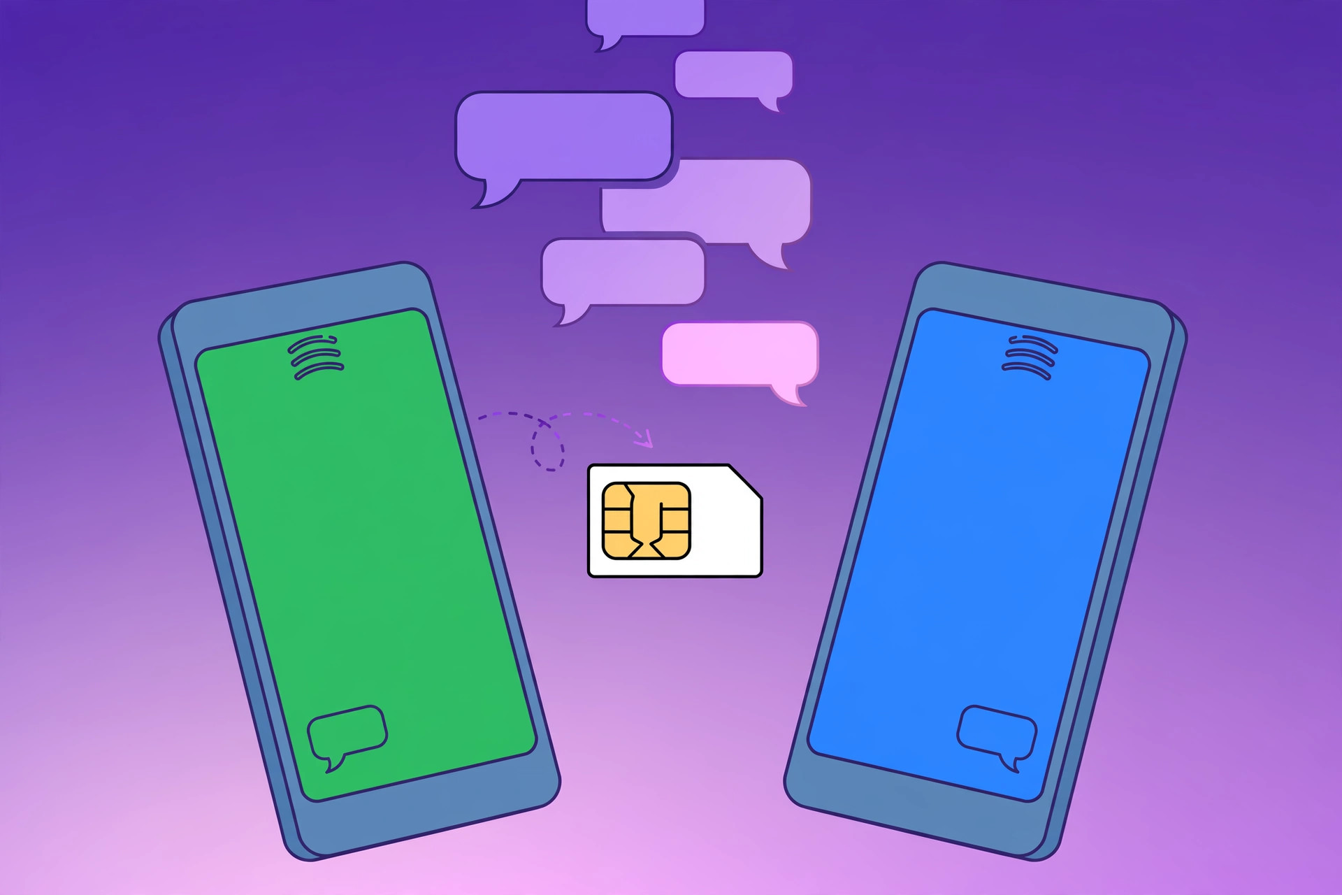 Smartphone showing WhatsApp and Telegram app icons with a SIM card being changed