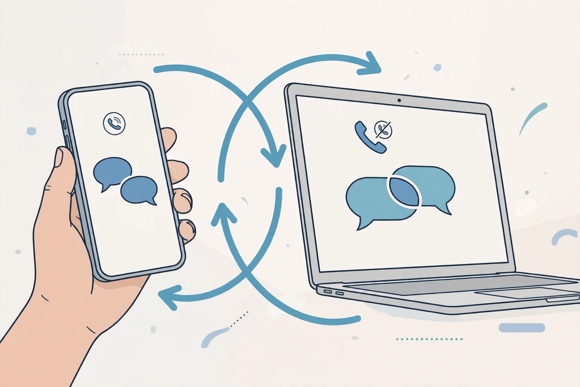 iPhone and Mac side by side showing Continuity calls and messages sync settings screens