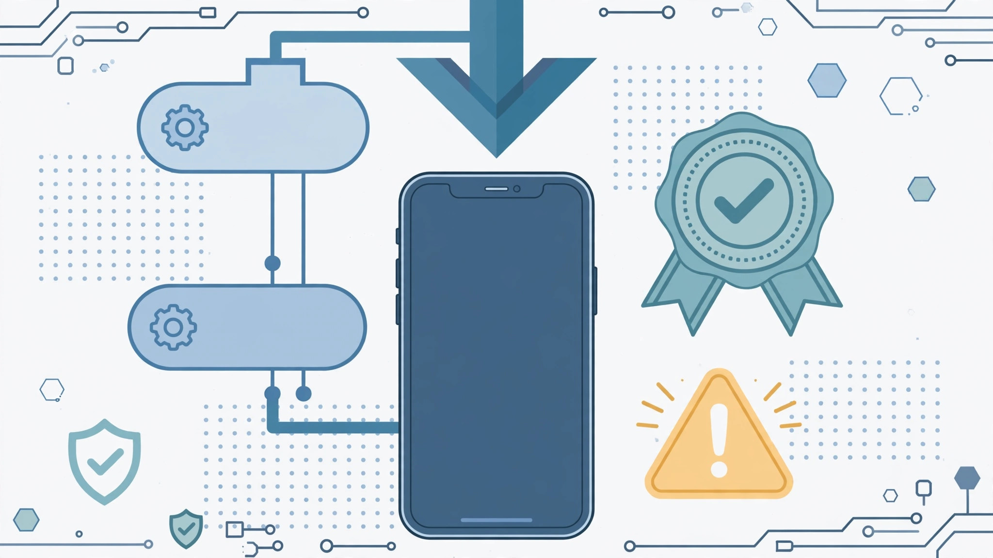 iPhone with a downgrade arrow showing iOS firmware restore options