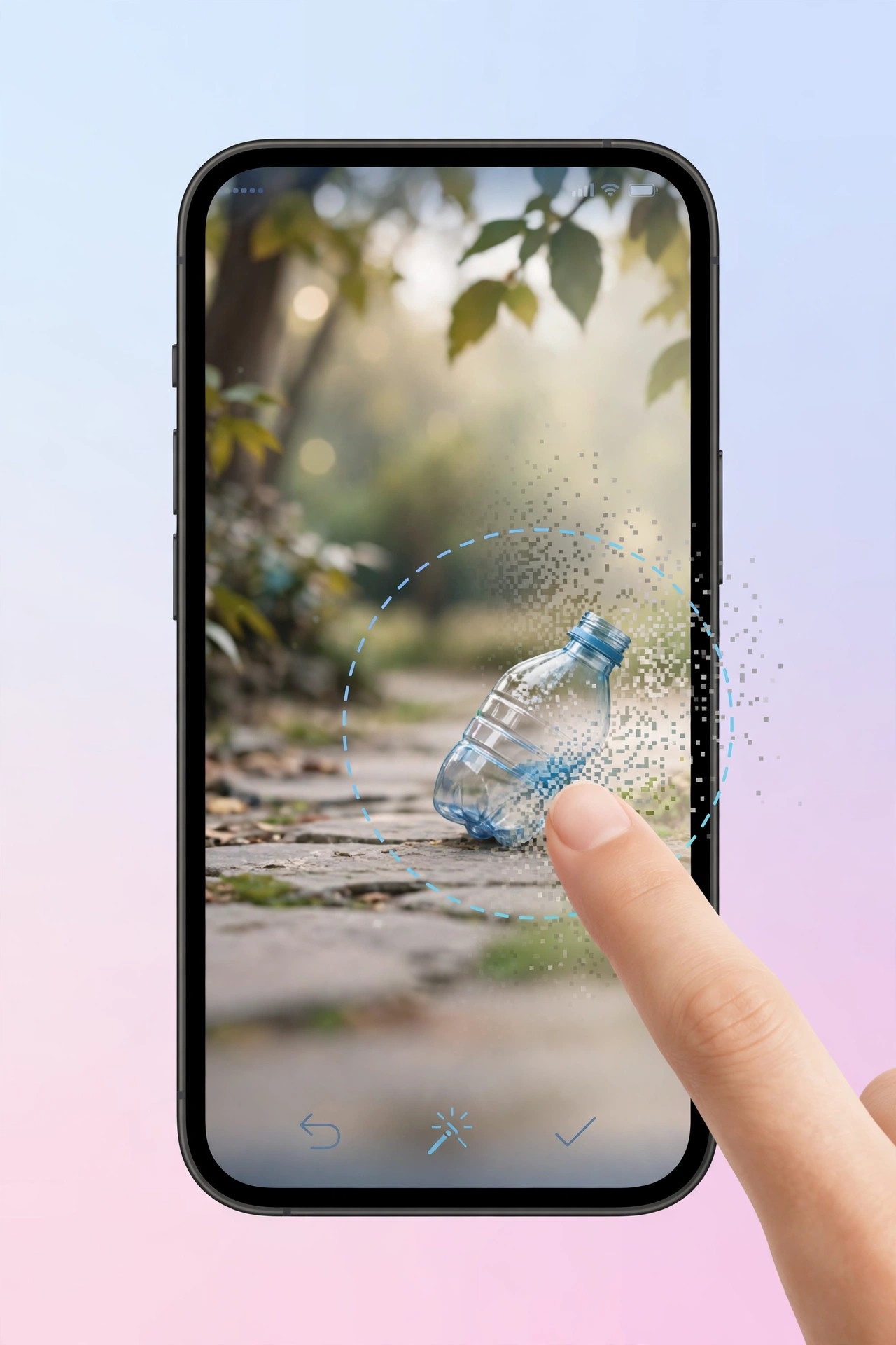 Removing an unwanted object from an iPhone photo with a free editing tool