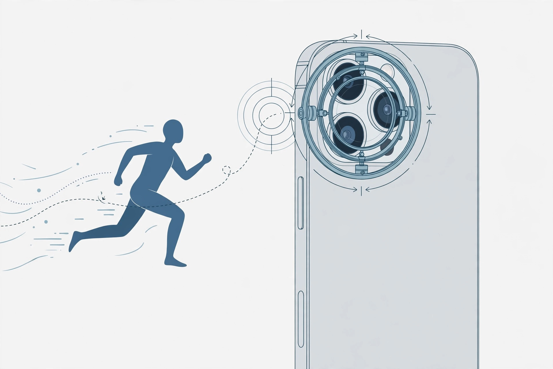 iPhone Camera app in Video mode with the Action Mode running-figure icon highlighted in yellow