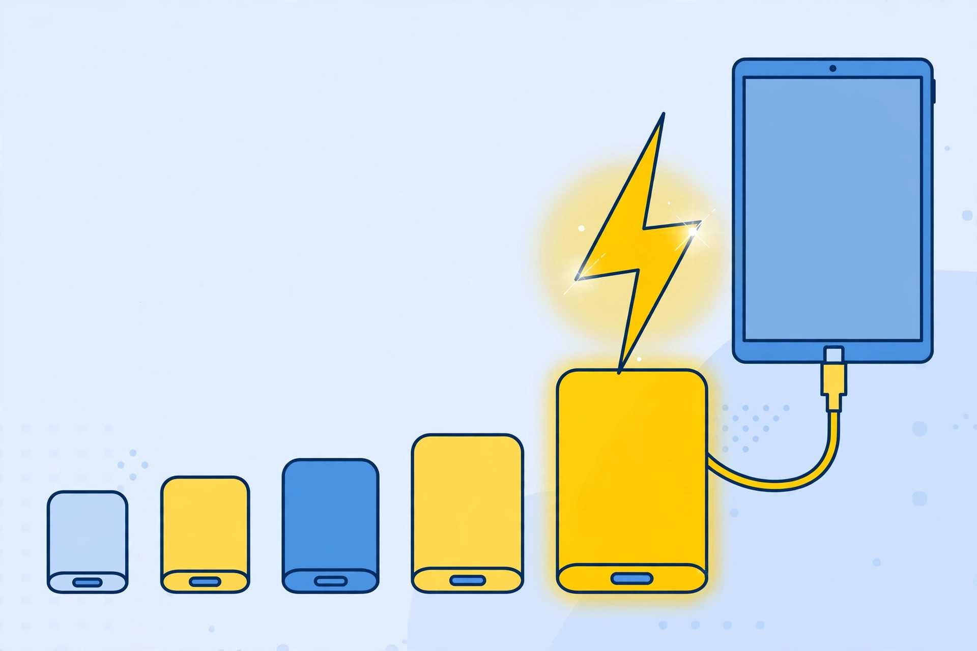 iPad connected to a USB-C power adapter for fast charging